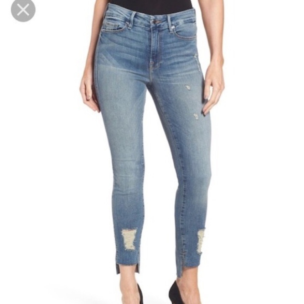 GOOD AMERICAN Good Legs stepped-hem skinny high-rise jeans plus size 24